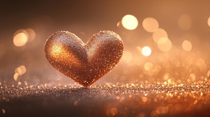 Fototapeta premium Glittering Golden Heart on Sparkling Background