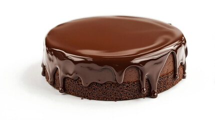 Chocolate cake with rich glaze isolated on a white background for National Chocolate Cake Day and any celebrations