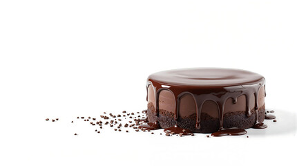 Chocolate cake with rich glaze isolated on a white background for National Chocolate Cake Day and any celebrations