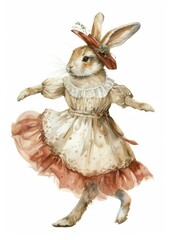 Obraz premium Rabbit dancing watercolor animal mammal representation