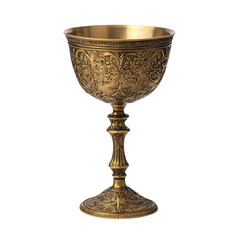 Ornate Gold Goblet on White on transparent background.