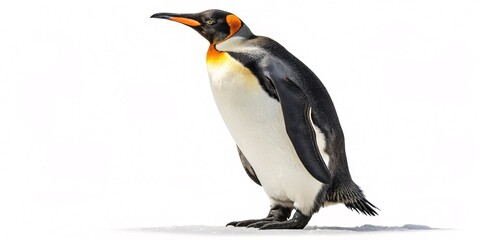  King Penguin Standing on White Background