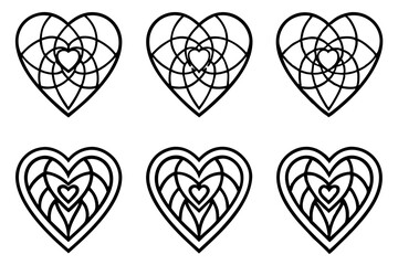 Minimalist Line Art Heart Patterns - Vector Set
