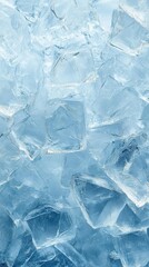 Frozen ice crystals forming an abstract and transparent background pattern with a serene wintry and minimalistic atmosphere  The icy surface reflects light beautifully