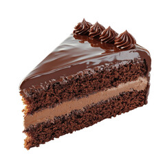 Obraz premium Delicious Chocolate Cake Slice on transparent background.