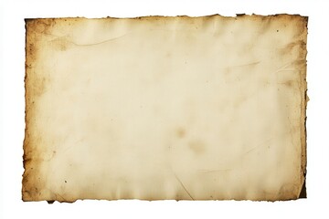 An old piece of paper is rolled up and placed on a clean white background