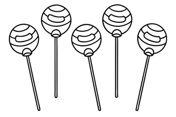 Minimalist Lollipop Line Art Vector Set