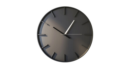 Modern wall clock with a sleek design, isolated on aTransparent background, PNG file