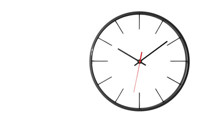 Modern wall clock with a sleek design, isolated on aTransparent background, PNG file