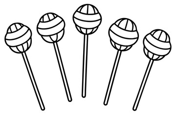 Minimalist Lollipop Line Art Vector Set