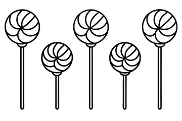 Minimalist Lollipop Line Art Vector Set