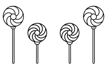 Minimalist Lollipop Line Art Vector Set