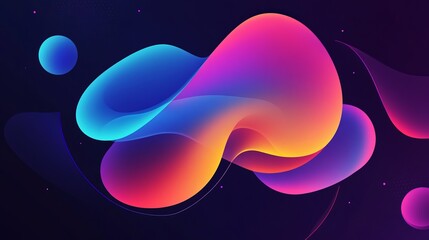 Abstract vibrant fluid shapes, neon gradient colors, smooth flowing texture, futuristic and surreal art, dynamic and bright design