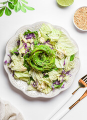 salad with cheese with mold and avocado