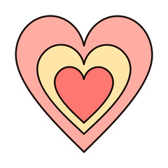 Retro groovy heart clipart. Valentines day clipart. Valentine heart in cartoon flat style. Hand draw vector illustration