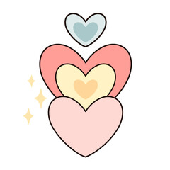 Retro groovy heart clipart. Valentines day clipart. Valentine heart in cartoon flat style. Hand draw vector illustration