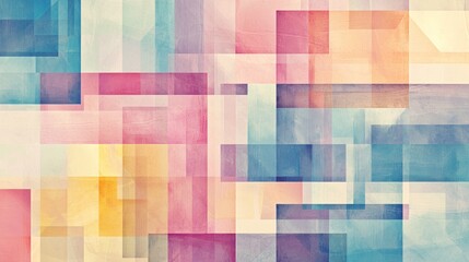 Abstract Geometric Composition: A Symphony of Pastel Hues and Overlapping Rectangles