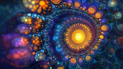 Abstract Colorful Spiral Fractal Art Design