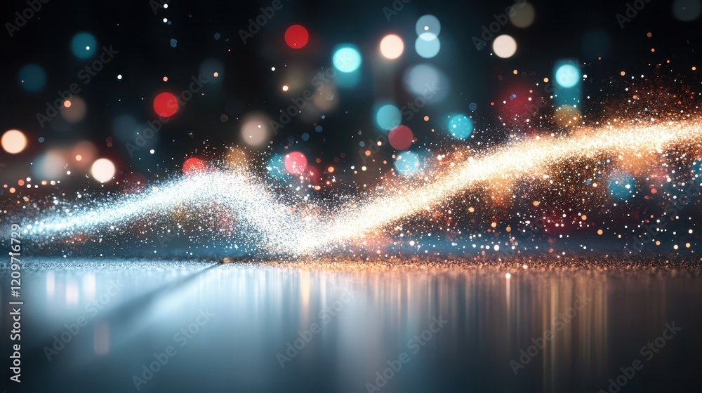 Wall mural brightly shimmering lights illuminate a dark backdrop, creating a captivating contrast with a soft, 