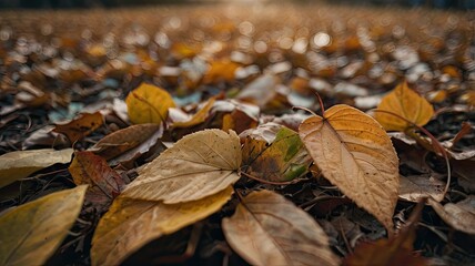 autumn leaves in the forest generative ai