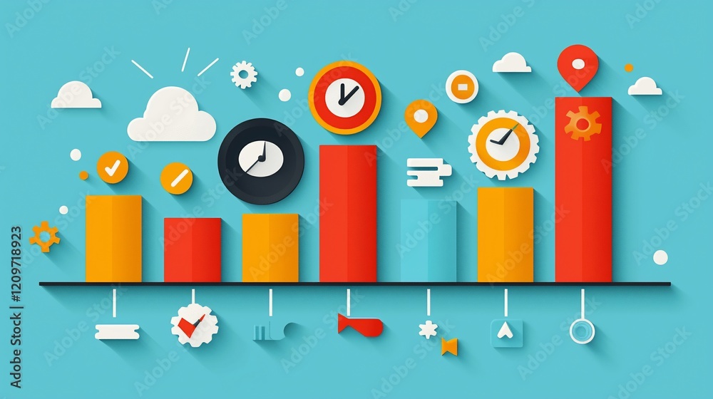 Aufkleber Colorful bar graph illustrating time management and project progress.
