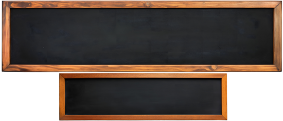 empty chalkboard / blackboard in 2 sizes with wooden frame isolated over transparent (white) background
