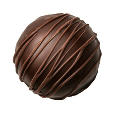 A mouthwatering close-up of a luxurious chocolate candy truffle top view isolated on transparent background.