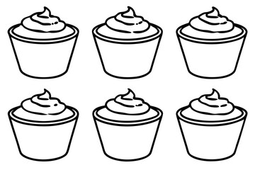 Minimalist Mousse Dessert Line Art Set