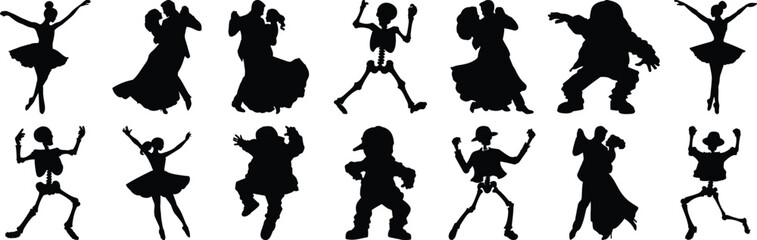 Dancer silhouette set vector design big pack of dance illustration and icon