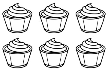 Minimalist Mousse Dessert Line Art Set