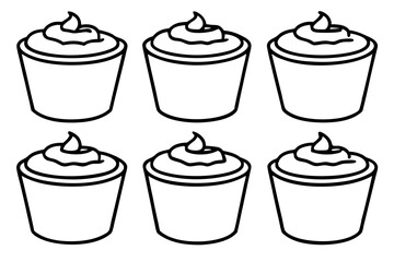 Minimalist Mousse Dessert Line Art Set