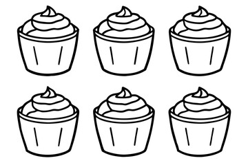 Minimalist Mousse Dessert Line Art Set