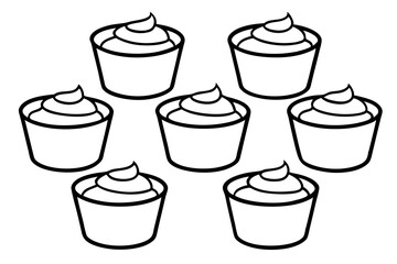 Minimalist Mousse Dessert Line Art Set