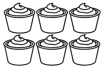 Minimalist Mousse Dessert Line Art Set