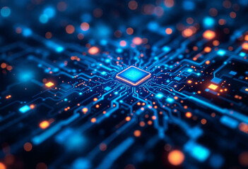 Abstract technology background. Ideal for neural networks, cybersecurity, data streams, databases, science, supercomputers, cloud computing, etc.