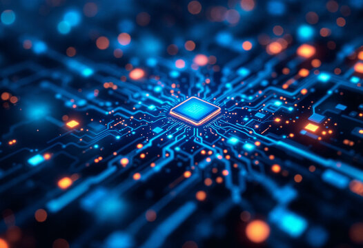 Abstract technology background. Ideal for neural networks, cybersecurity, data streams, databases, science, supercomputers, cloud computing, etc.