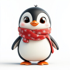 3d penguin in scarf
