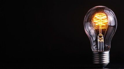 Glowing lightbulb on dark background; idea concept