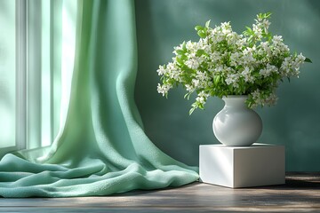 A potted plant with vibrant leaves in a vase, showcasing growth and natural beauty for home decoration and interior design