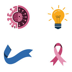 Healthcare Awareness Icons Vector Illustration. 