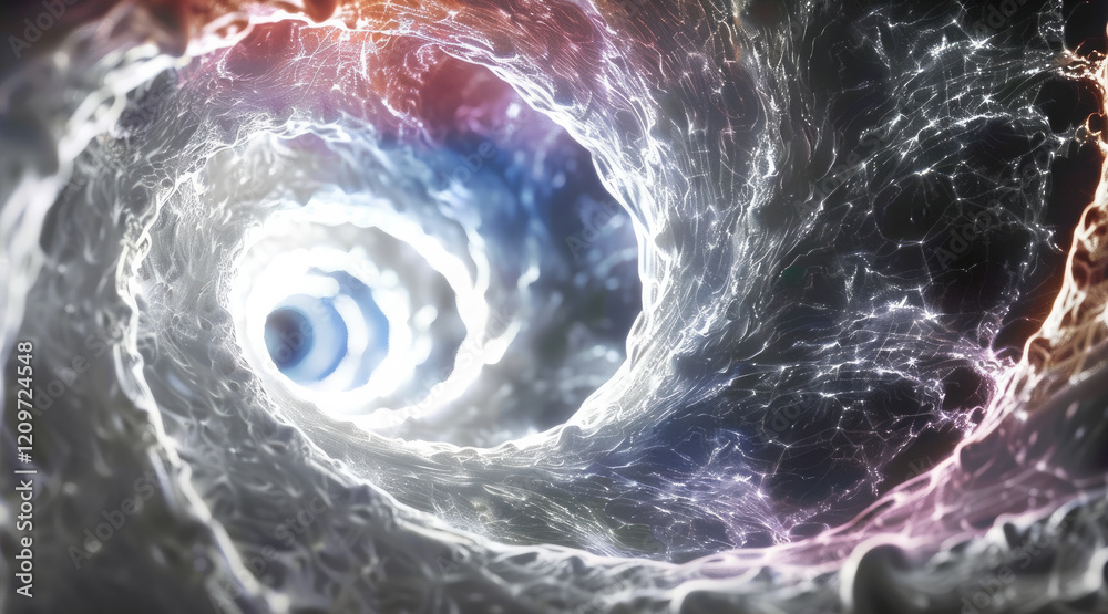 Aufkleber Visualize a cosmic tapestry, where threads of theoretical physics weave together to form the fabric of the multiverse. Depict the inflationary model as a glowing, swirling vortex.