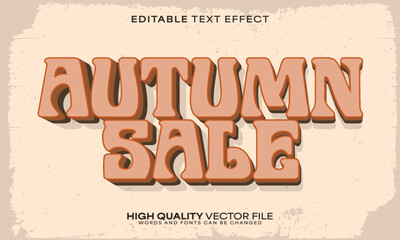 Autumn retro text effect, editable text effect and fall 3d font style bold shadow vintage poster design