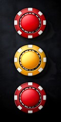 Naklejka premium Vibrant Casino Poker Chips on Dark Background with Strategic Gambling Entertainment and Risk