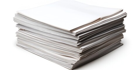 Pile of Papers Isolated on White Background in Simple Style