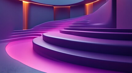 Obraz premium Abstract Purple Staircase With Neon Lighting Design