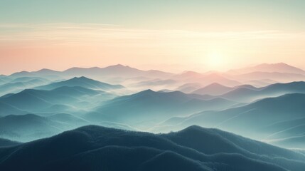 Fototapeta premium Stunning mountains silhouetted against a vibrant sunset, creating a breathtaking landscape that captures the essence of nature's beauty.