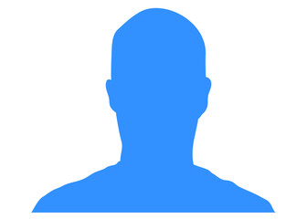 日本人 ビジネスマン男性の顔アップのシルエットのイラスト 上半身 正面 青