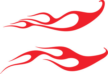 Vector swoosh flames set for vehicle vinyl decals, stickers, logo templates. Ready-to-cut graphics, great for race cars, hot rod vehicles, ATVs, trucks, motors, bikes, sport clothing, signs, banners.