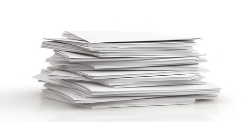 Pile of Papers Isolated on White Background in Simple Style