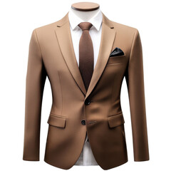 Brown Suit on White Background on transparent background.